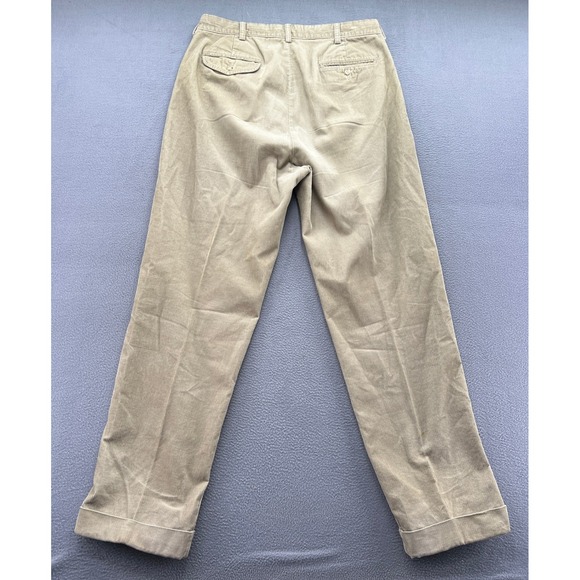 Polo Ralph Lauren Hammond Pants Mens Tan Corduroy Pleated Cuffed 34x32 Khaki - Picture 8 of 13